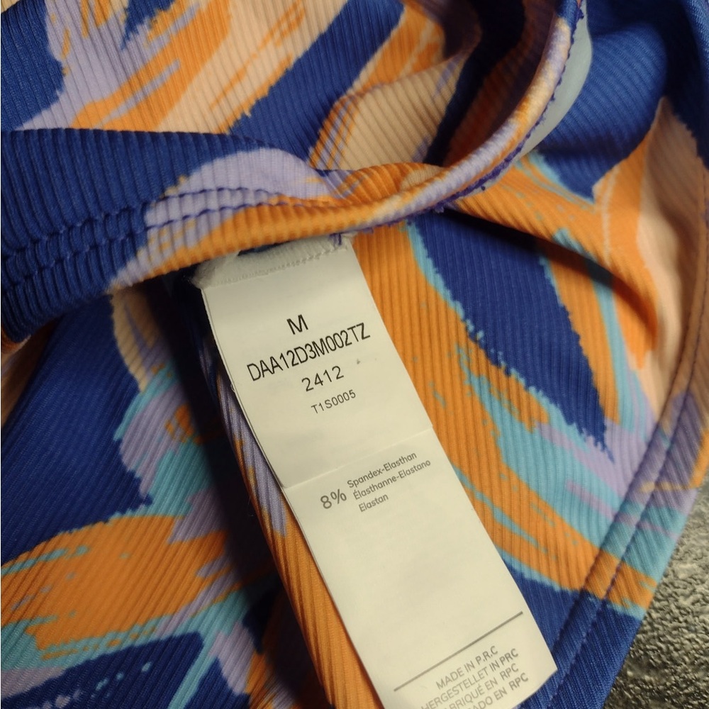 New! Blue and Orange Tropical High Waist Bikini Bottoms - Picture 3 of 3